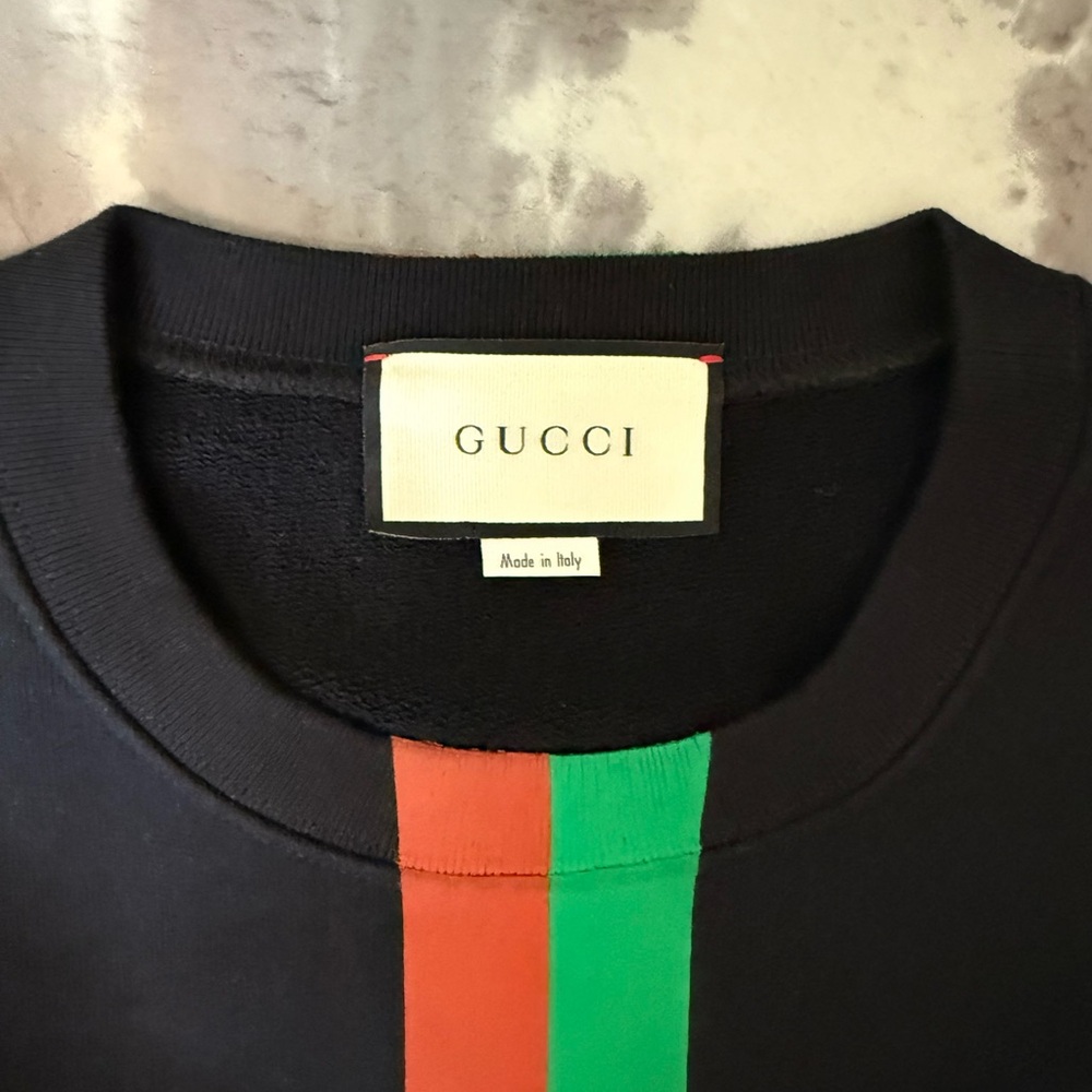Gucci “Fake/Not” Print Cotton Jersey Sweatshirt 'Black' - Picture 9 of 11